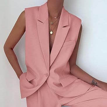 Damernas ärmlös blazer-set med vida byxor Mirla-Eva Jonsson