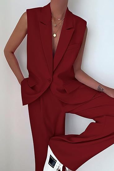 Damernas ärmlös blazer-set med vida byxor Mirla-Eva Jonsson