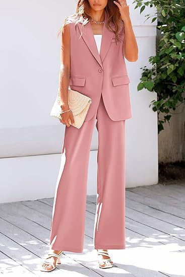 Damernas ärmlös blazer-set med vida byxor Mirla-Eva Jonsson