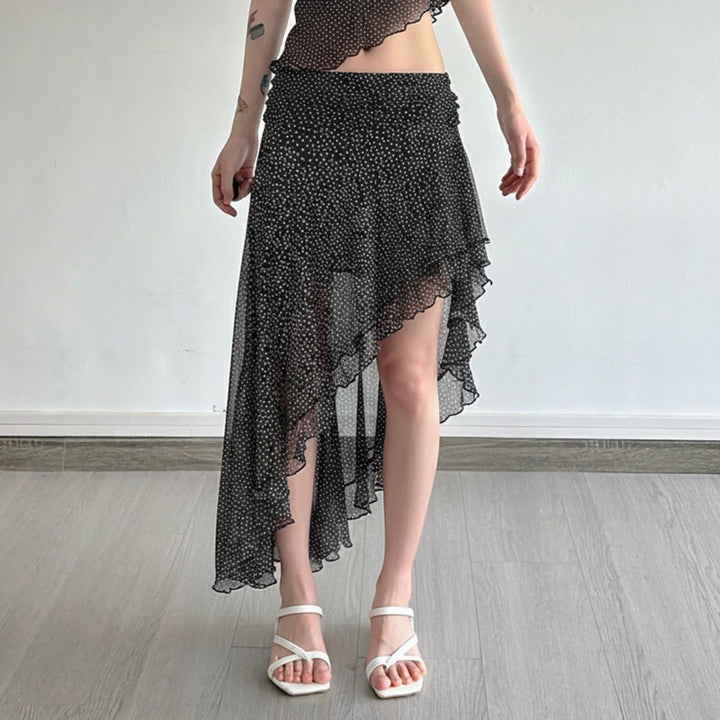Damernas asymmetrisk volangkjol med transparenta accenter Mirla-Eva Jonsson