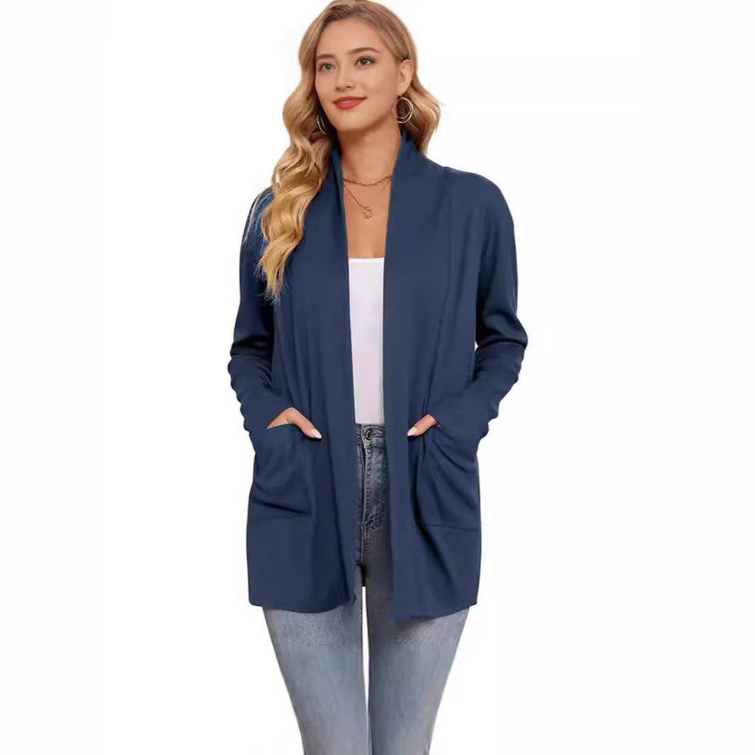 Damernas avslappnad lång cardigan med fickor Mirla-Eva Jonsson