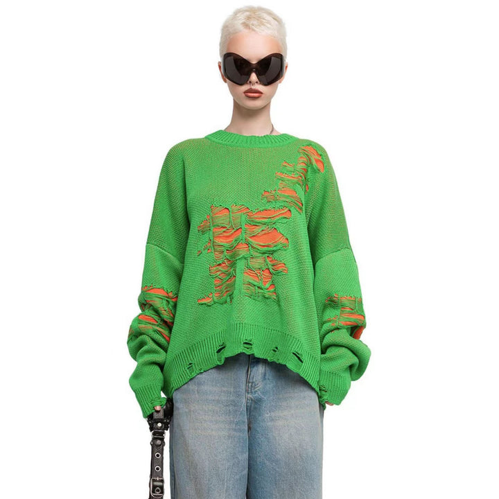 Damernas avslappnad oversized tröja med unika destroyed-detaljer Mirla-Eva Jonsson