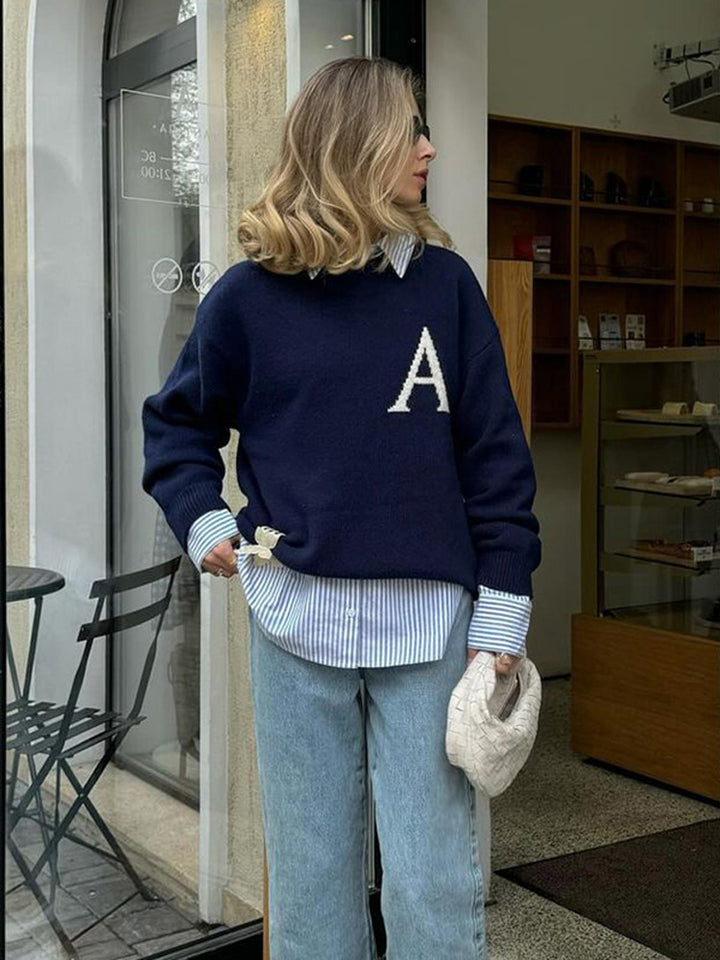 Damernas avslappnad tröja med unikt monogram Eva Jonsson-Eva Jonsson