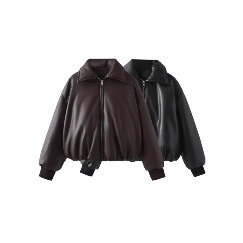 Damernas avslappnade Boxy-jacka i mjukt konstläder med elastisk midja Eva Jonsson-Eva Jonsson