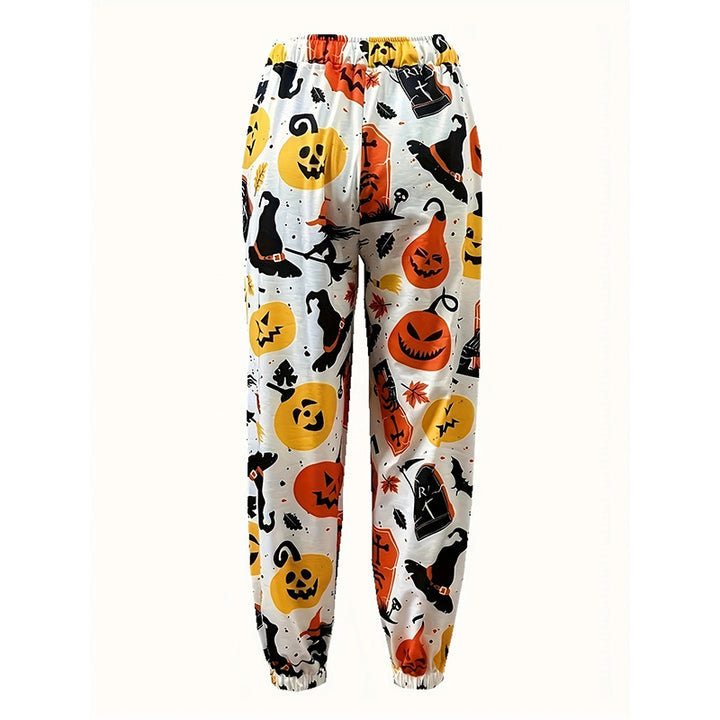 Damernas avslappnade Halloween-joggingbyxa med elastisk midja och färggprint Mirla-Eva Jonsson