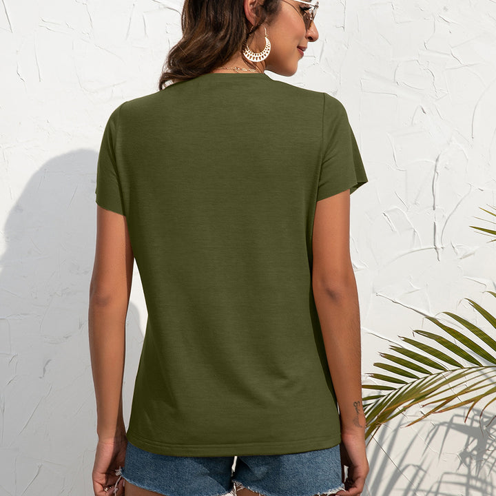Damernas avslappnade Henley T-shirt med knapplösningar och rund halsringning Eva Jonsson-Eva Jonsson