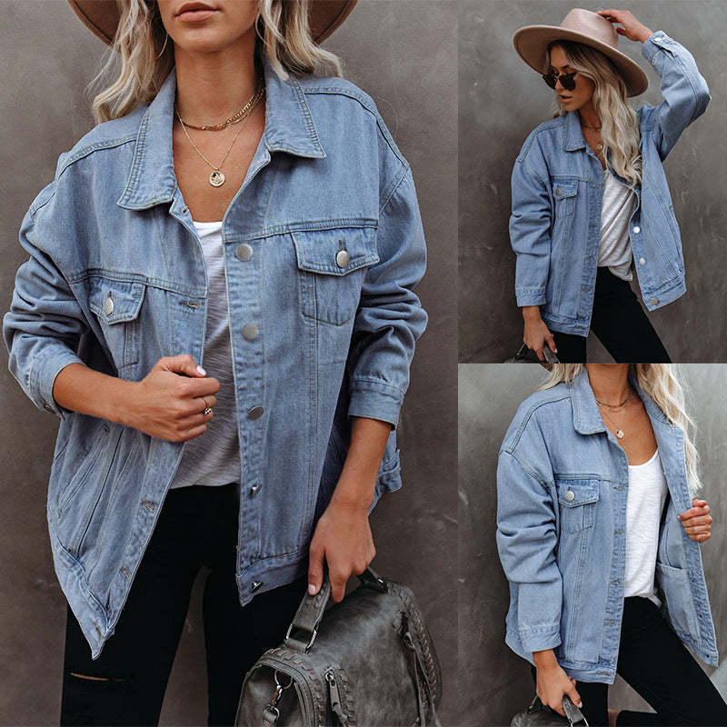Damernas avslappnade denimjacka i oversized passform med bröstfickor Mirla-Eva Jonsson