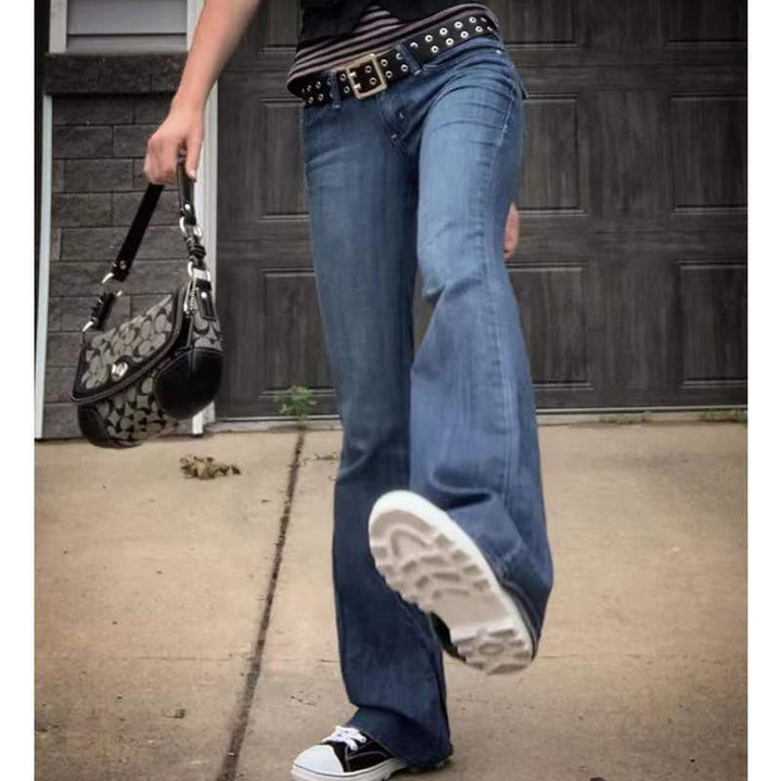 Damernas avslappnade flared jeans i retrostil med hög midja Eva Jonsson-Eva Jonsson