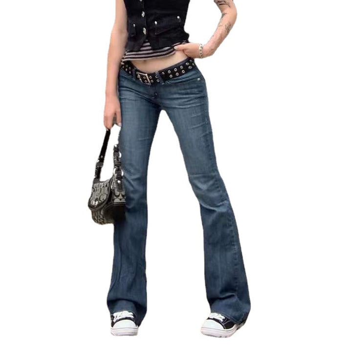 Damernas avslappnade flared jeans i retrostil med hög midja Eva Jonsson-Eva Jonsson
