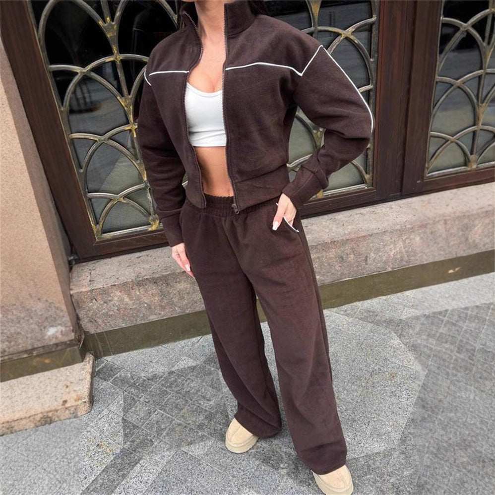 Damernas avslappnade fleece korta set med lös passform och elastisk midja Mirla-Eva Jonsson
