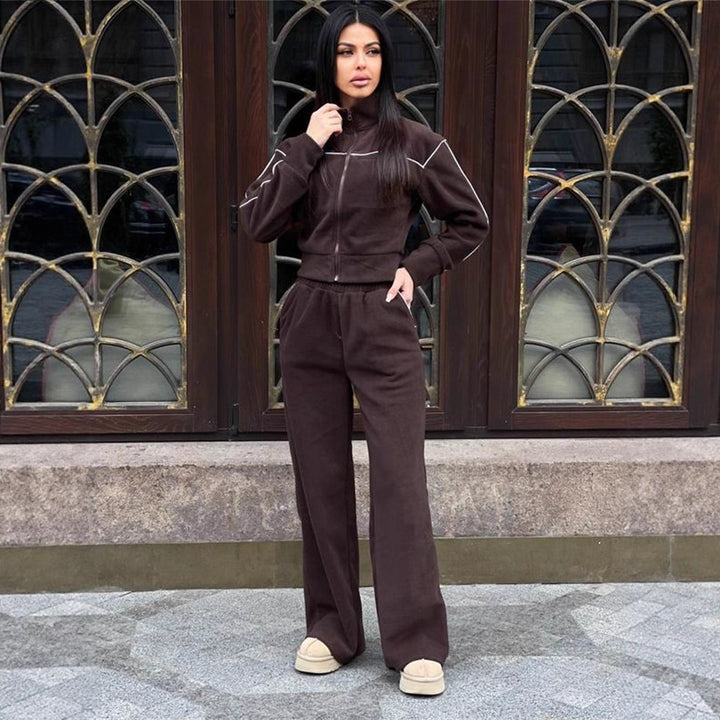 Damernas avslappnade fleece korta set med lös passform och elastisk midja Mirla-Eva Jonsson