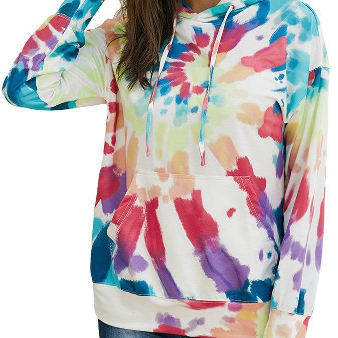 Damernas avslappnade hoodie i unik tie-dye design Mirla-Eva Jonsson