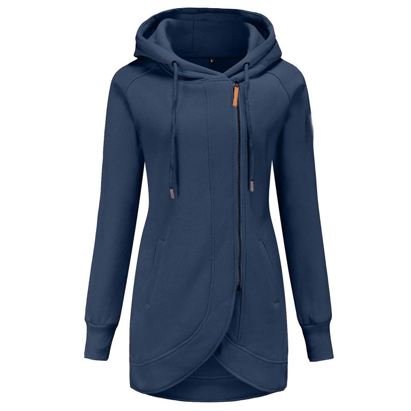 Damernas avslappnade hoodie-mantel med asymmetrisk snitt Mirla-Eva Jonsson