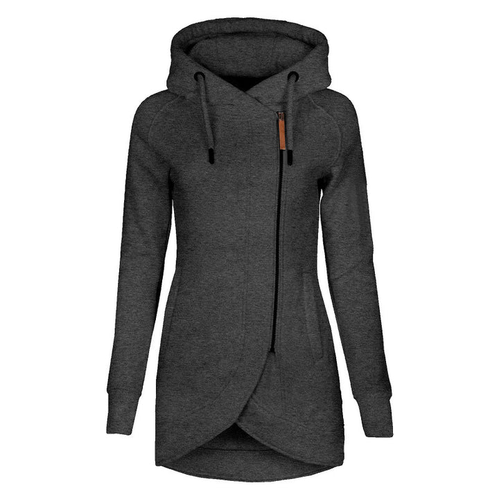 Damernas avslappnade hoodie-mantel med asymmetrisk snitt Mirla-Eva Jonsson