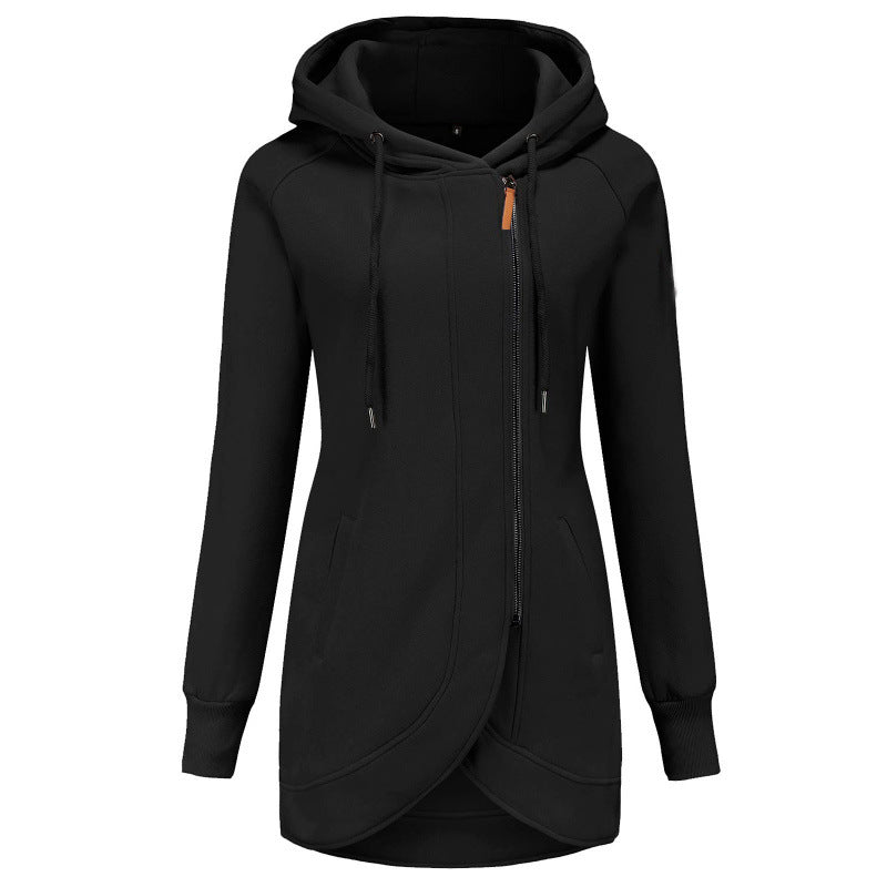 Damernas avslappnade hoodie-mantel med asymmetrisk snitt Mirla-Eva Jonsson