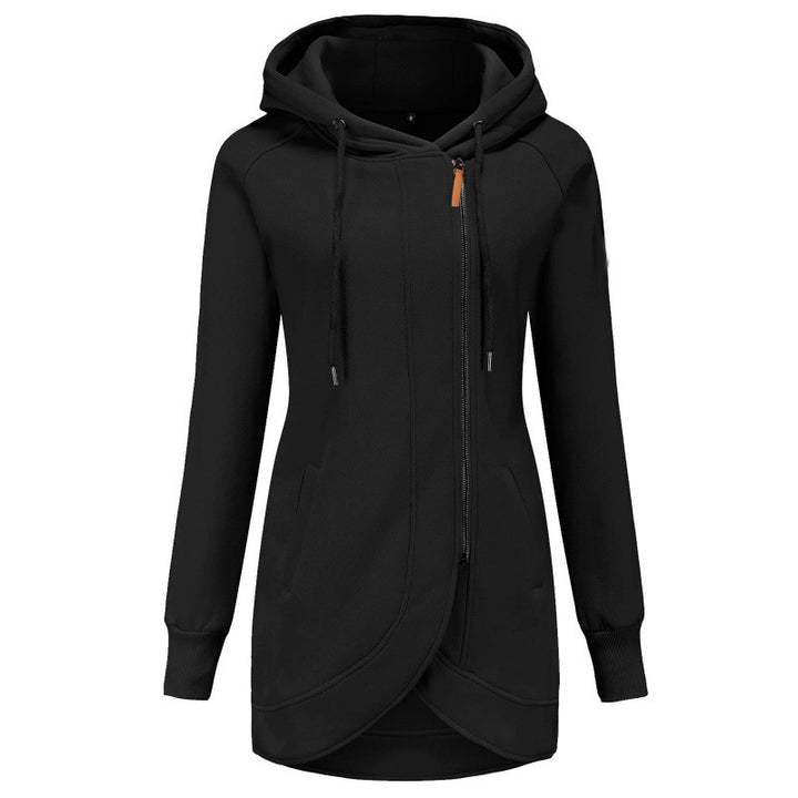 Damernas avslappnade hoodie-mantel med asymmetrisk snitt Mirla-Eva Jonsson