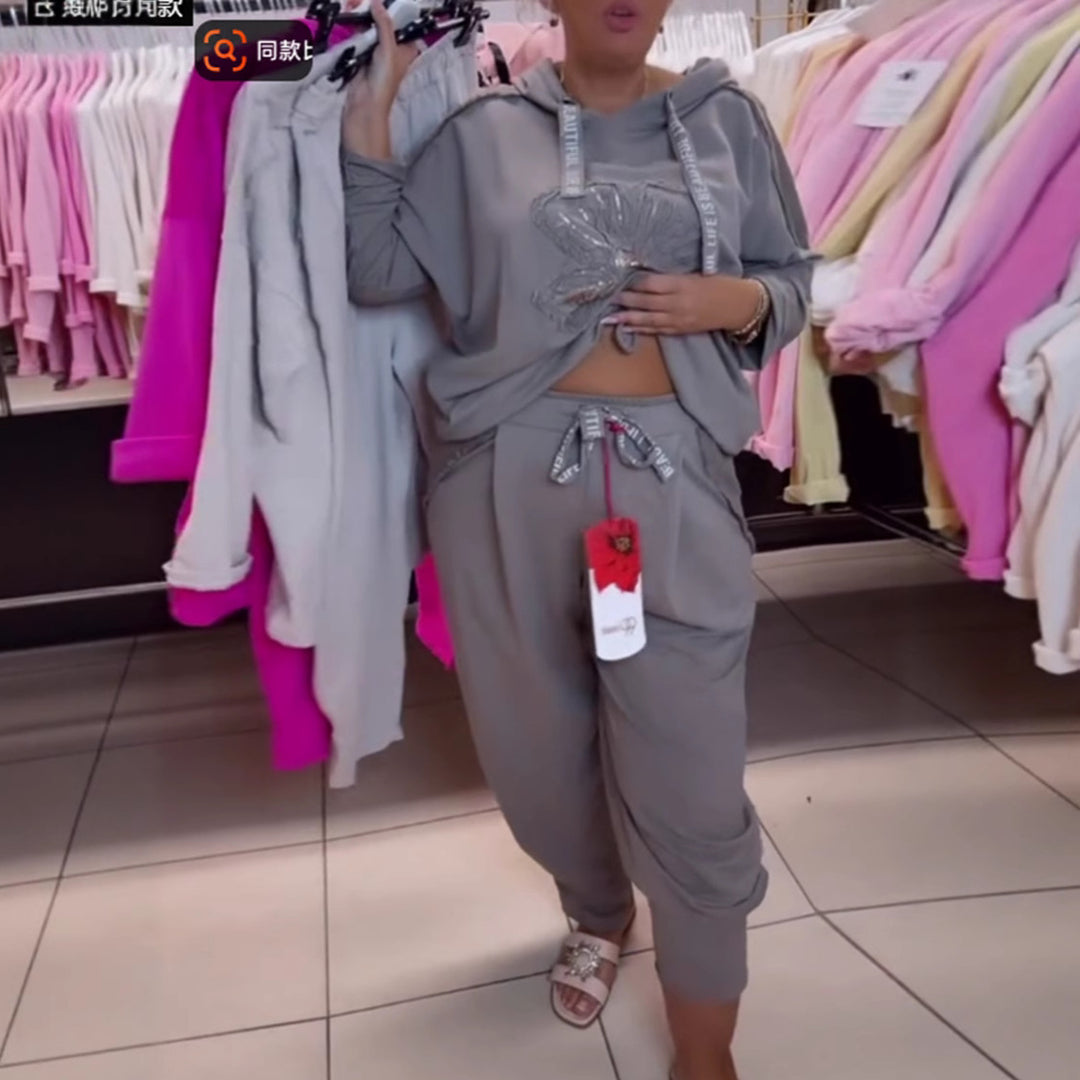 Damernas avslappnade hoodie med delikat blommönster och högkvalitativ broderi Mirla-Eva Jonsson