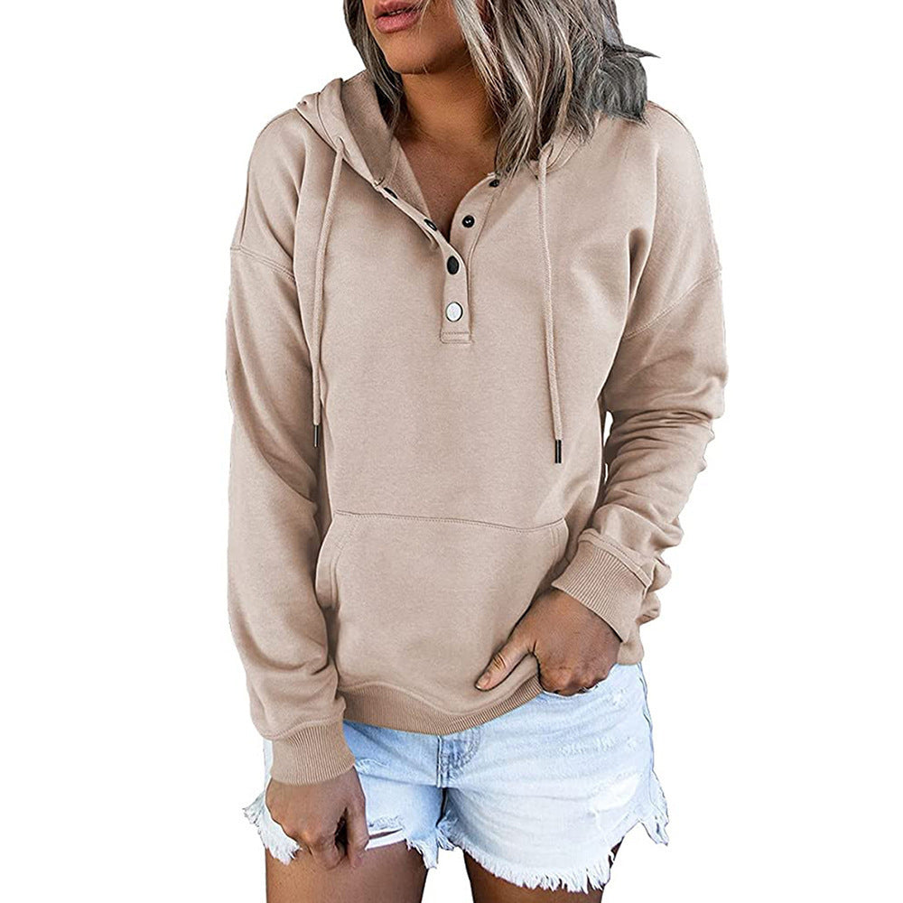 Damernas avslappnade hoodie med moderna knapppdetaljer Mirla-Eva Jonsson