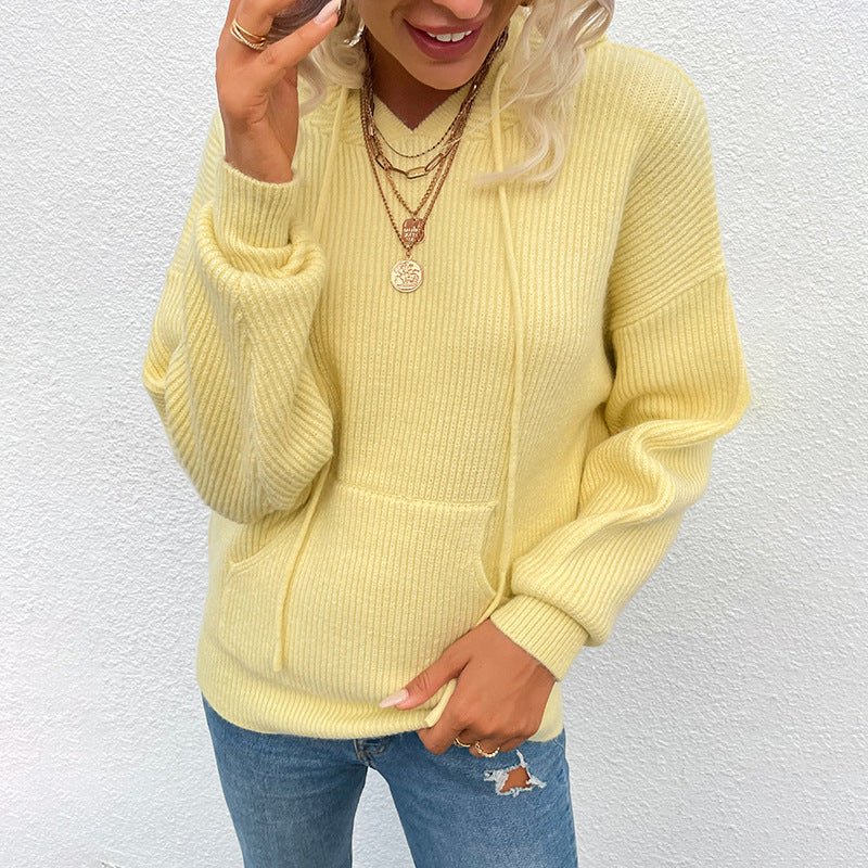 Damernas avslappnade hoodie med ribbstickning Mirla-Eva Jonsson