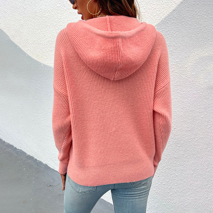 Damernas avslappnade hoodie med ribbstickning Mirla-Eva Jonsson