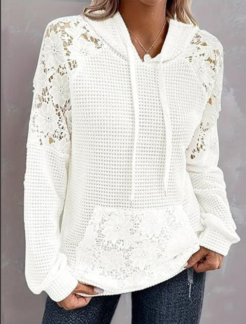 Damernas avslappnade hoodie med spetsdetaljer Mirla-Eva Jonsson