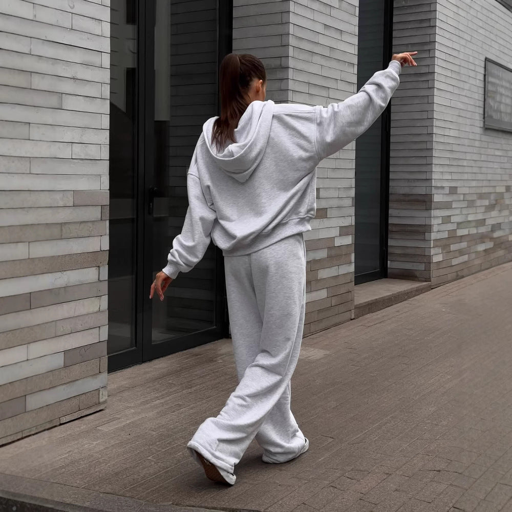 Damernas avslappnade hoodie- och joggingset i mjukt material med lös design Eva Jonsson-Eva Jonsson