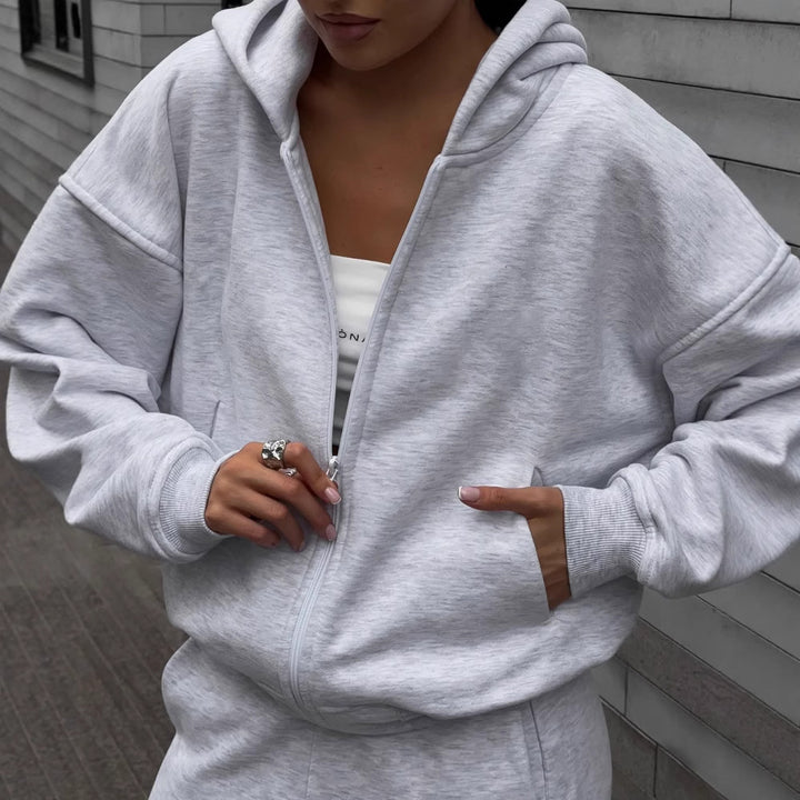Damernas avslappnade hoodie- och joggingset i mjukt material med lös design Eva Jonsson-Eva Jonsson