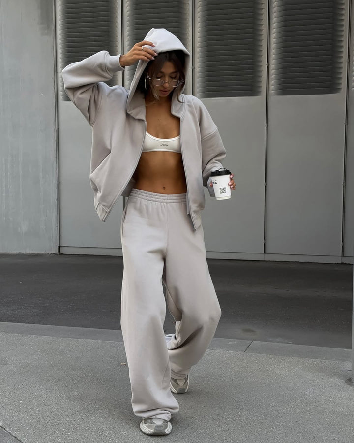 Damernas avslappnade hoodie- och joggingset i mjukt material med lös design Eva Jonsson-Eva Jonsson