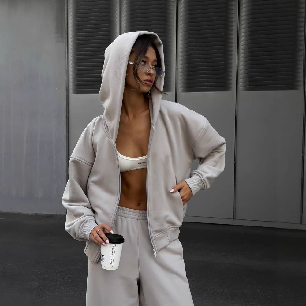 Damernas avslappnade hoodie- och joggingset i mjukt material med lös design Eva Jonsson-Eva Jonsson
