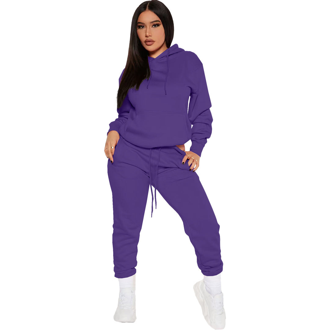 Damernas avslappnade hoodie-set med elastisk midja och kängurufickor Eva Jonsson-Eva Jonsson