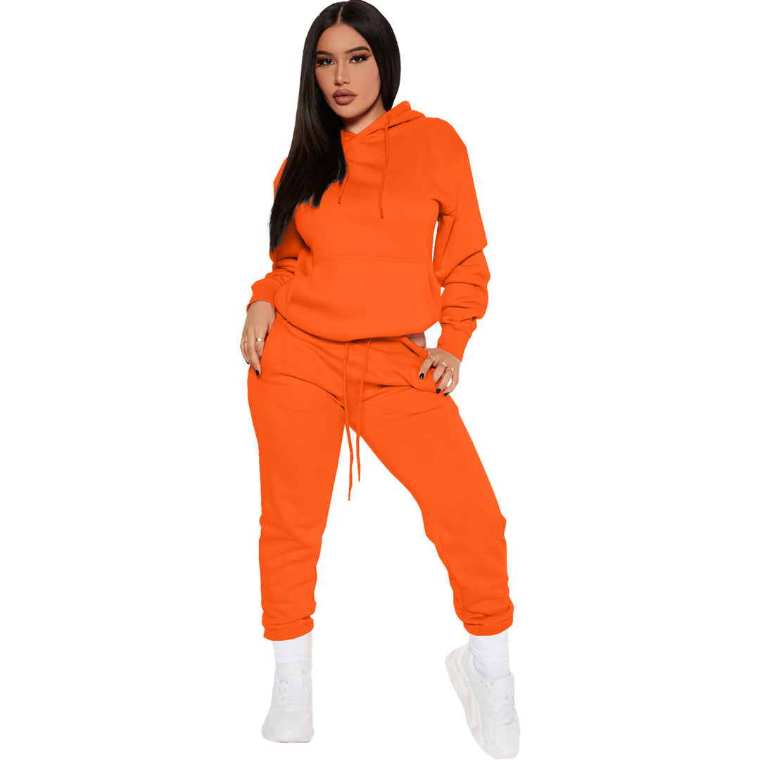 Damernas avslappnade hoodie-set med elastisk midja och kängurufickor Eva Jonsson-Eva Jonsson