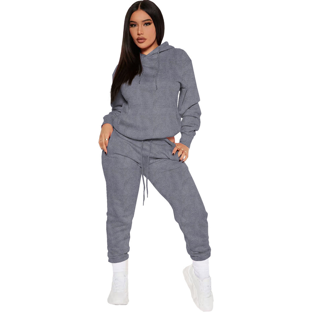 Damernas avslappnade hoodie-set med elastisk midja och kängurufickor Eva Jonsson-Eva Jonsson