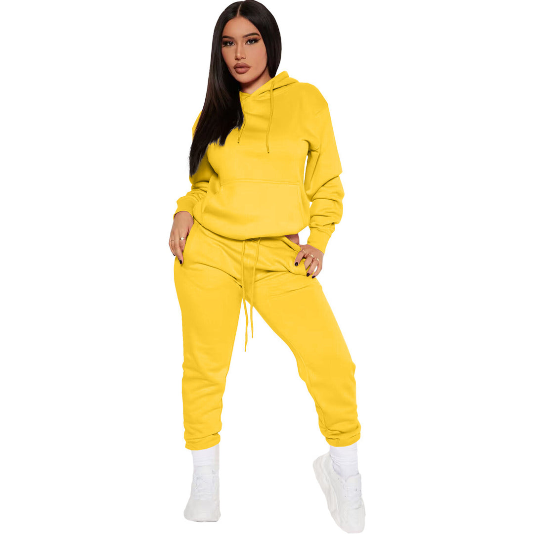 Damernas avslappnade hoodie-set med elastisk midja och kängurufickor Eva Jonsson-Eva Jonsson