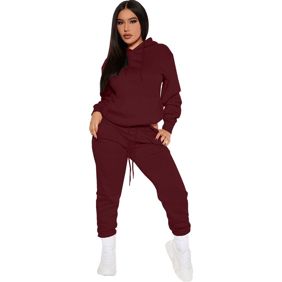 Damernas avslappnade hoodie-set med elastisk midja och kängurufickor Eva Jonsson-Eva Jonsson
