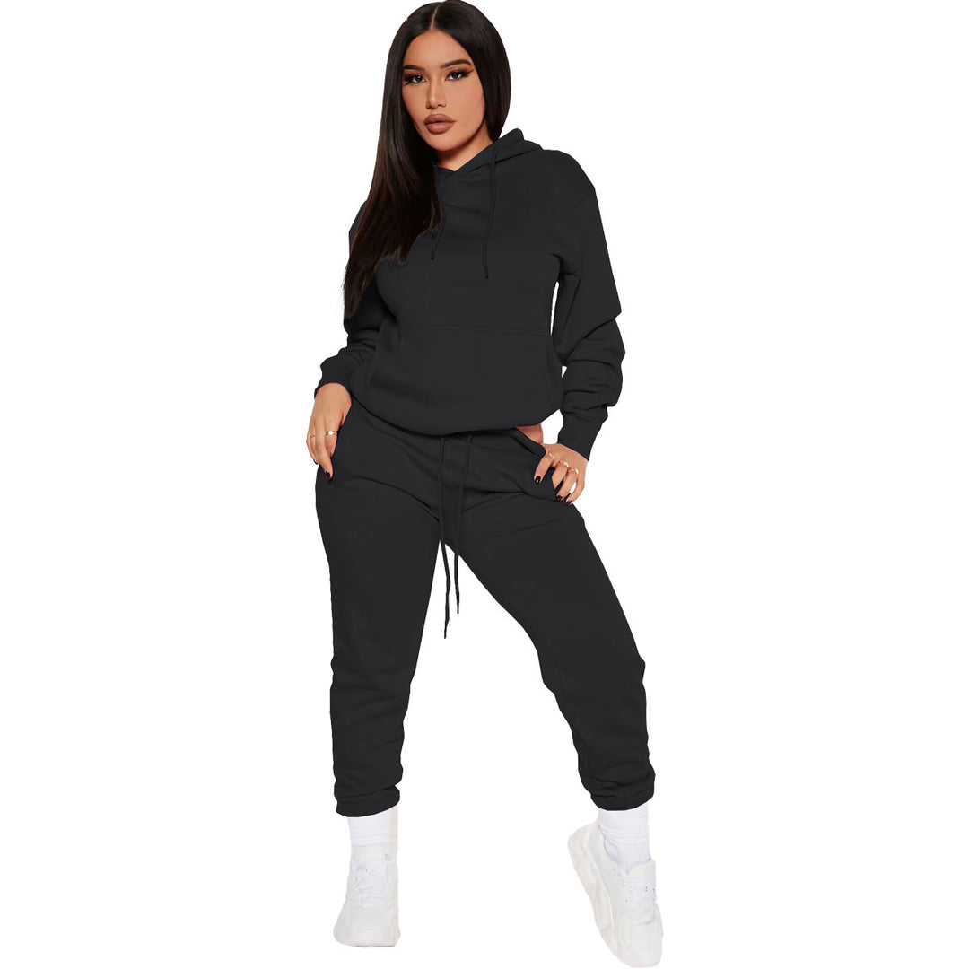 Damernas avslappnade hoodie-set med elastisk midja och kängurufickor Eva Jonsson-Eva Jonsson