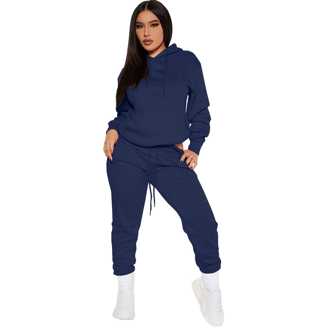 Damernas avslappnade hoodie-set med elastisk midja och kängurufickor Eva Jonsson-Eva Jonsson