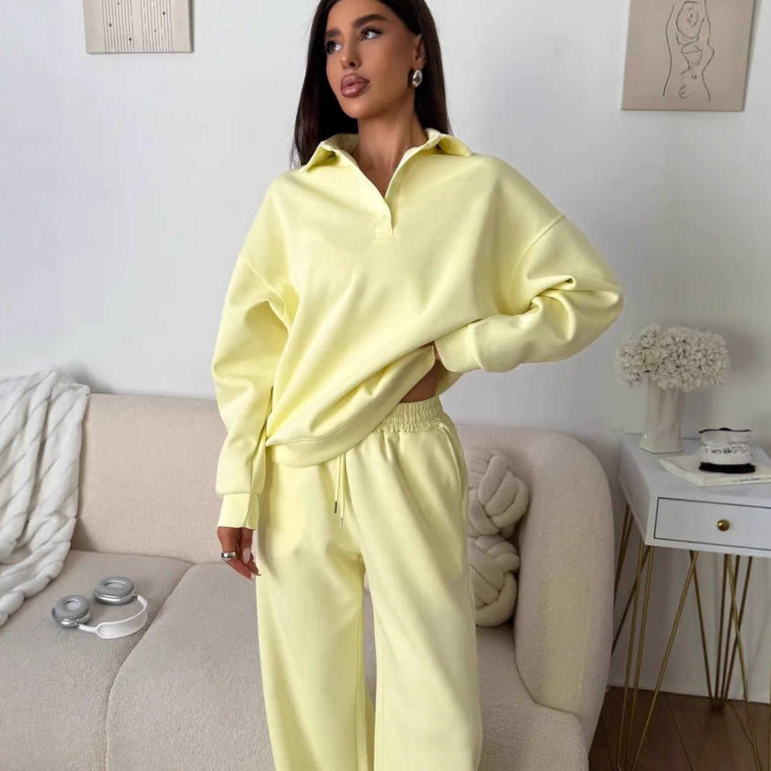 Damernas avslappnade hoodie-set med lös passform och elastisk midjeband Mirla-Eva Jonsson