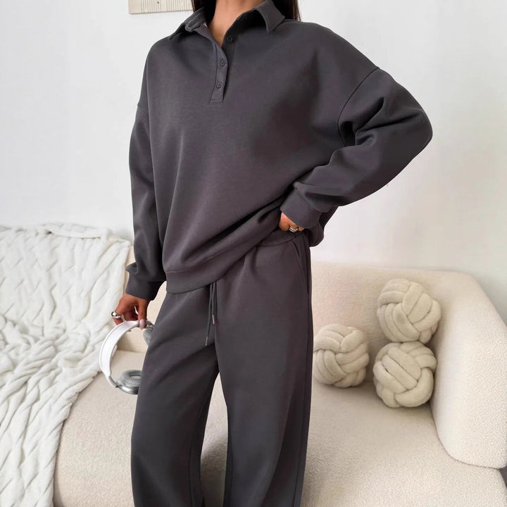 Damernas avslappnade hoodie-set med lös passform och elastisk midjeband Mirla-Eva Jonsson