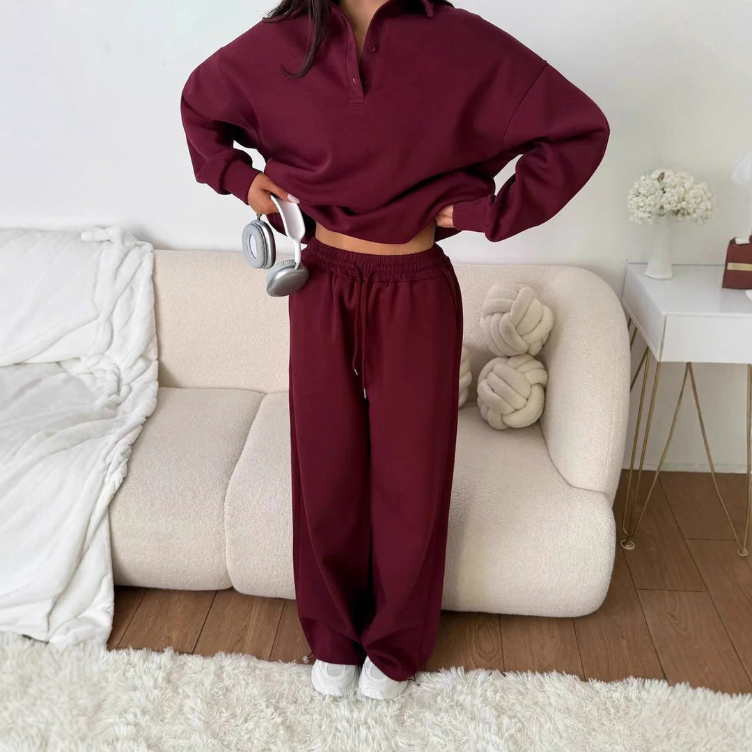 Damernas avslappnade hoodie-set med lös passform och elastisk midjeband Mirla-Eva Jonsson