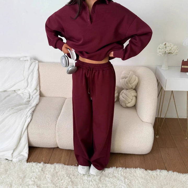 Damernas avslappnade hoodie-set med lös passform och elastisk midjeband Mirla-Eva Jonsson