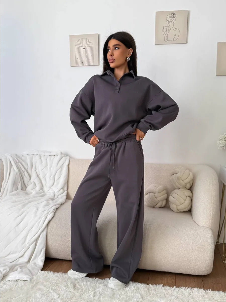Damernas avslappnade hoodie-set med lös passform och elastisk midjeband Mirla-Eva Jonsson