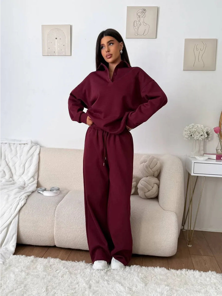 Damernas avslappnade hoodie-set med lös passform och elastisk midjeband Mirla-Eva Jonsson
