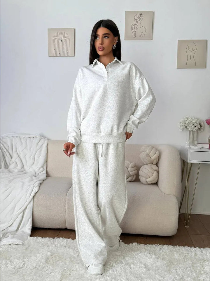 Damernas avslappnade hoodie-set med lös passform och elastisk midjeband Mirla-Eva Jonsson