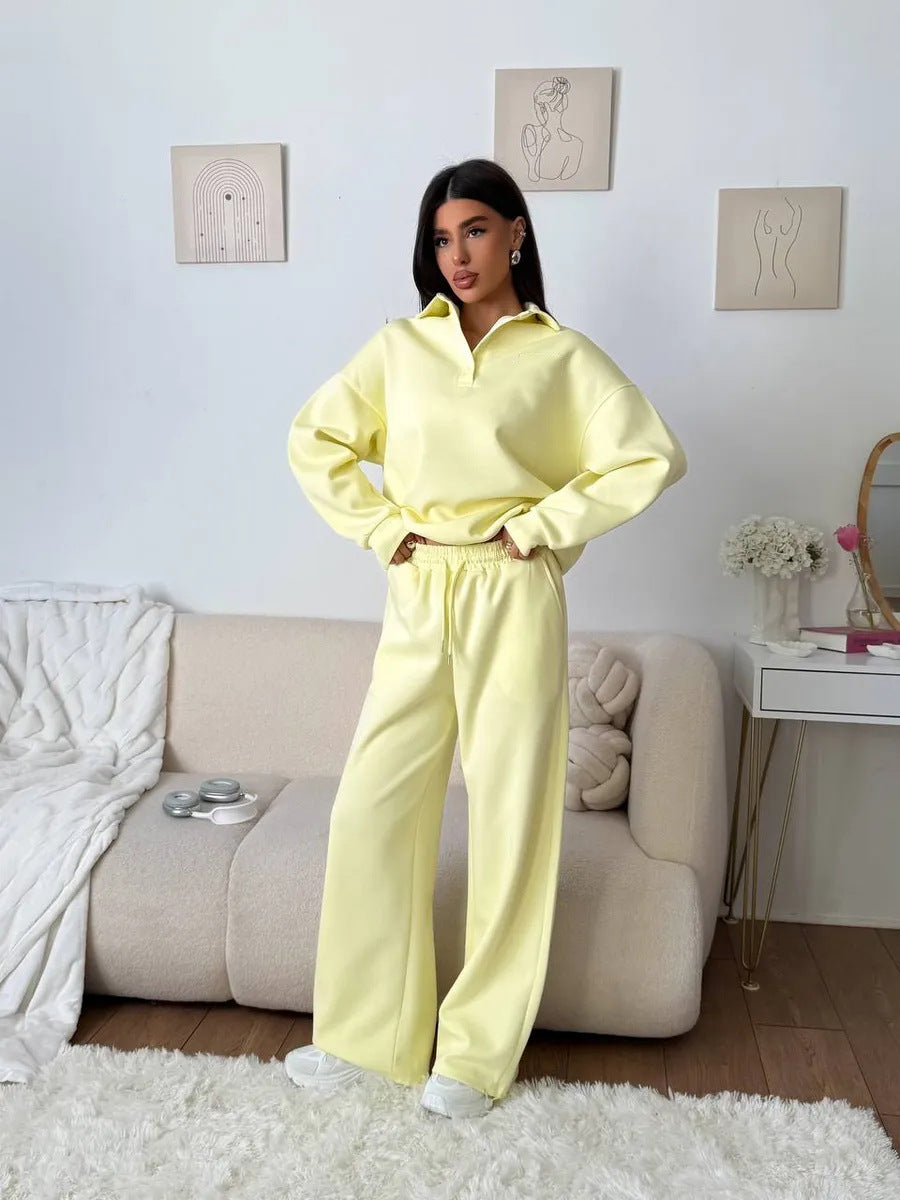 Damernas avslappnade hoodie-set med lös passform och elastisk midjeband Mirla-Eva Jonsson