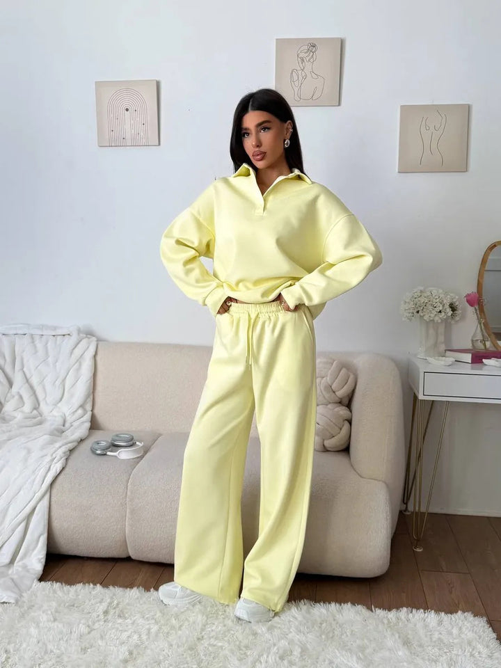 Damernas avslappnade hoodie-set med lös passform och elastisk midjeband Mirla-Eva Jonsson