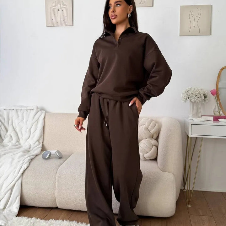 Damernas avslappnade hoodie-set med lös passform och elastisk midjeband Mirla-Eva Jonsson