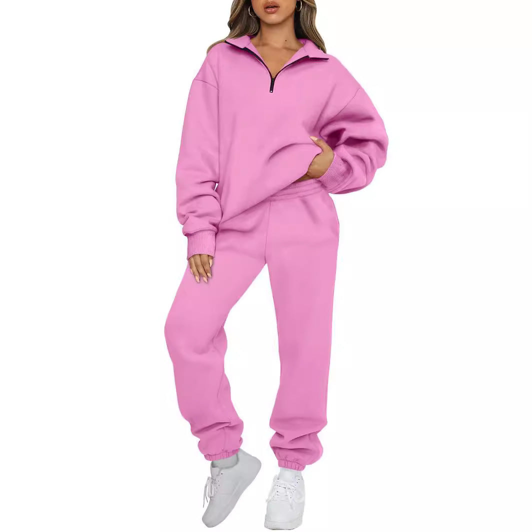 Damernas avslappnade hoodie-träningsdräkt med dragkedja och utan midja byxor Mirla-Eva Jonsson