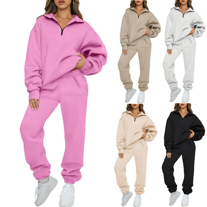 Damernas avslappnade hoodie-träningsdräkt med dragkedja och utan midja byxor Mirla-Eva Jonsson