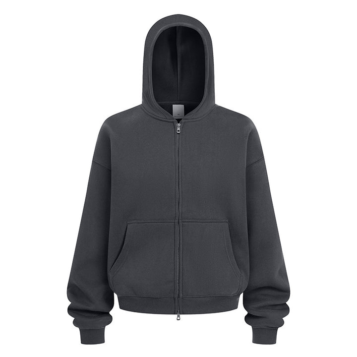 Damernas avslappnade hoodiejacka i mjukt sweatmaterial med praktiska sidofickor Mirla-Eva Jonsson