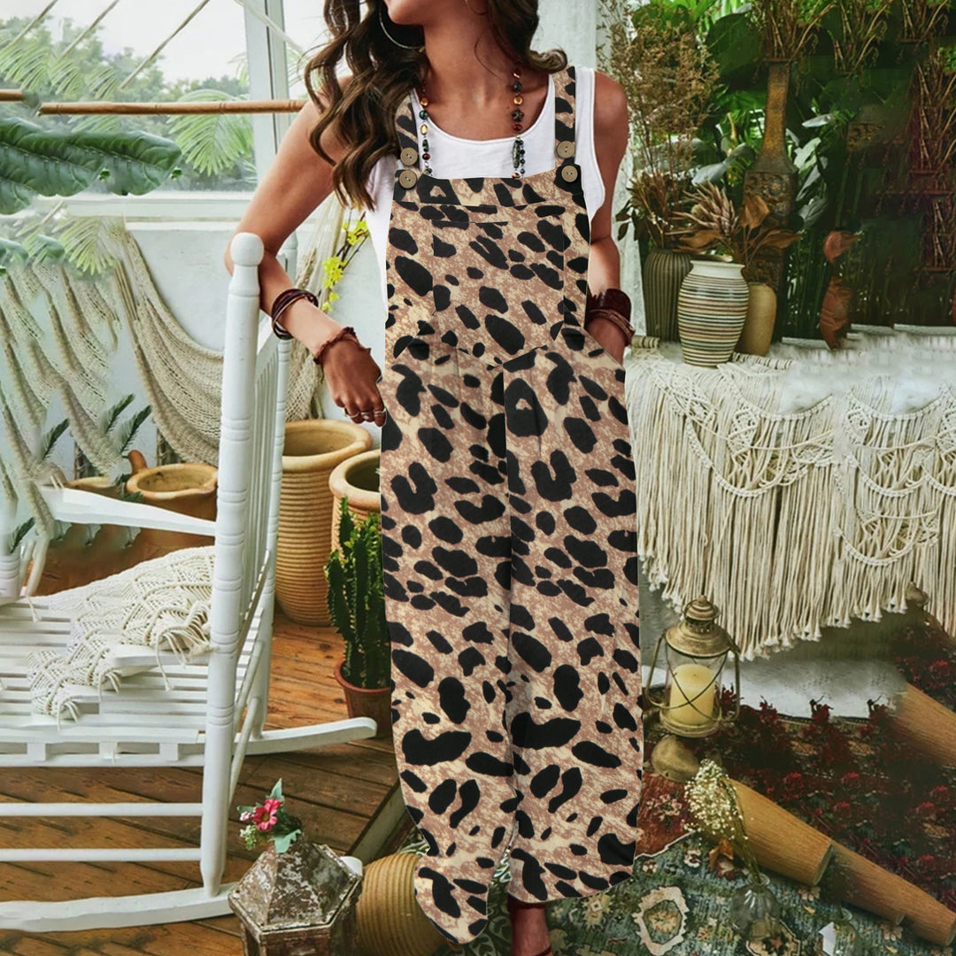 Damernas avslappnade jumpsuit med modernt leopardmönster och praktiska fickor Eva Jonsson-Eva Jonsson
